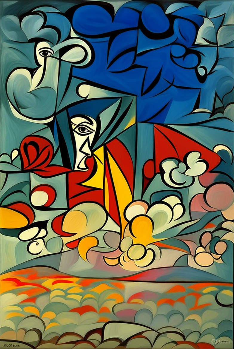 A cubist painting. All about nounds