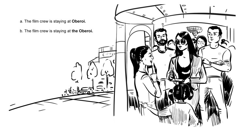 The image is of a movie actress signing autographs at a hotel. 